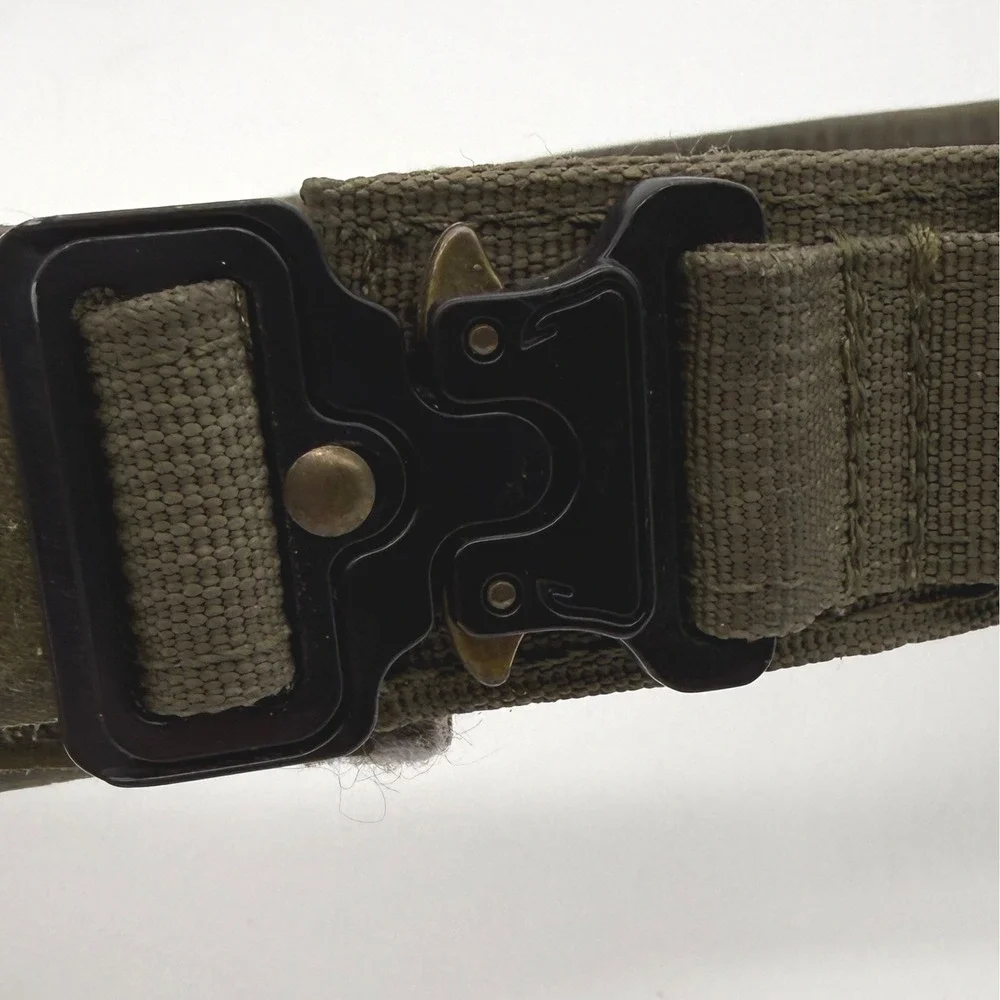 Excellent Elite Spanker Tactical Dog Collar XL Green Metal Buckle Handle K9